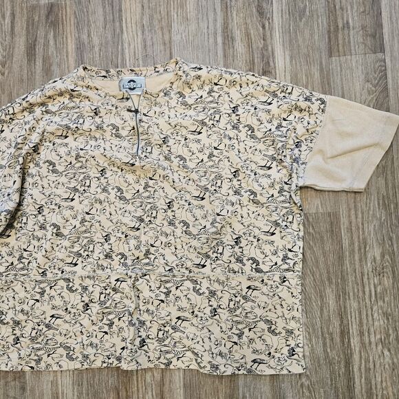 Vtg Chaus Sport Animal Print Sweatshirt Womens L Short Sleeve Safari Boho Artsy - Picture 3 of 8